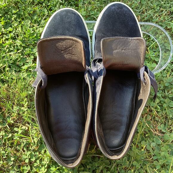 Lanvin Navy Suede Chukka Boots Men US 9 Minimalist Sneaker Sole Casual Fall Luxe - Picture 6 of 14